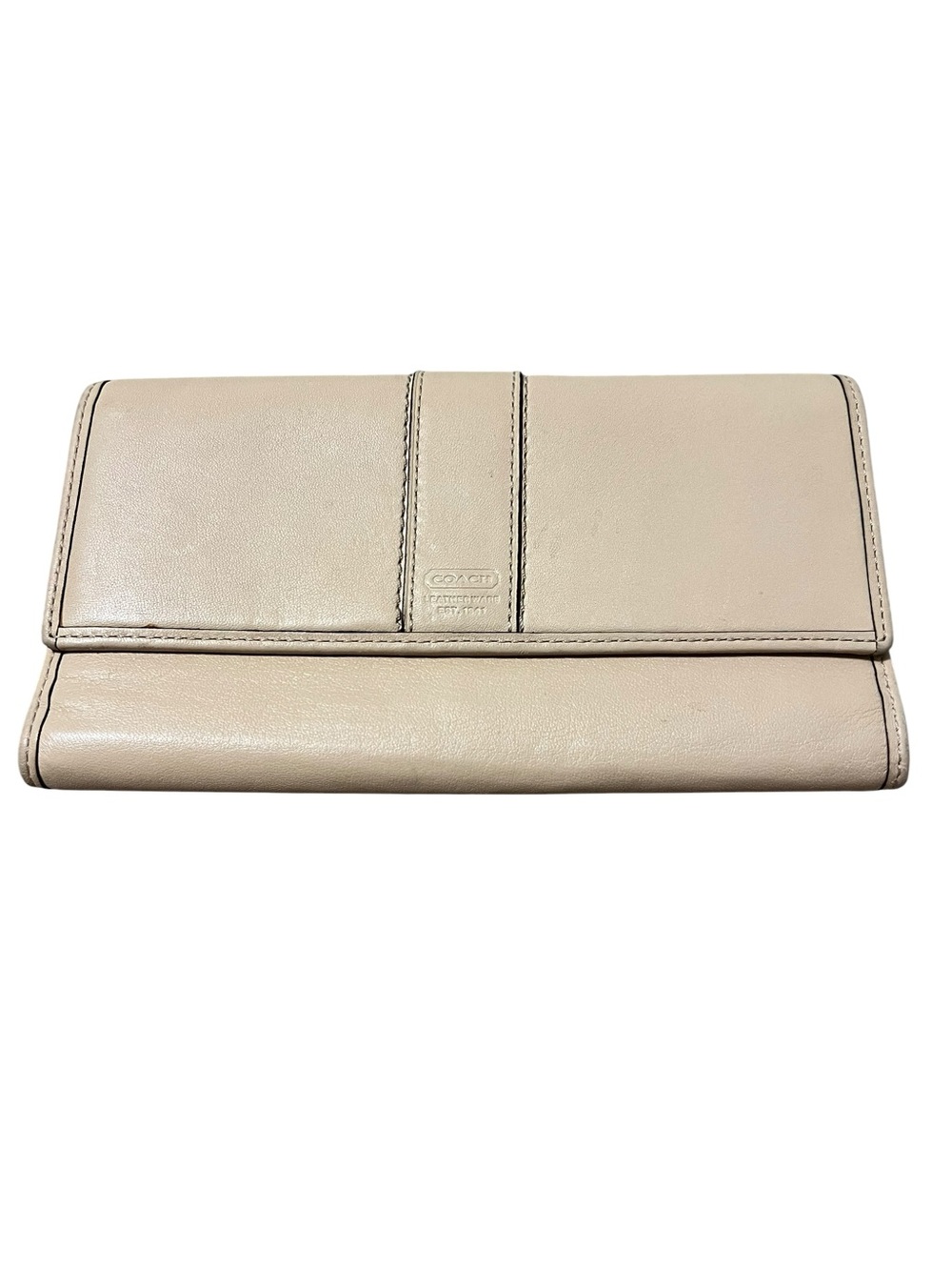 Coach Cream Leather Continental Clutch Wallet